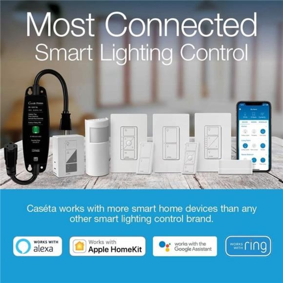 Lutron Caséta Deluxe Smart Dimmer Switch (2 Count) Kit with Caséta Smart Hub main image 4